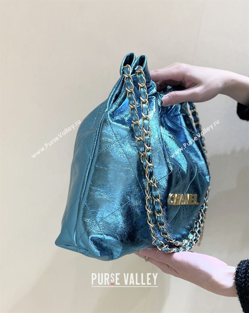 Chanel 22 Small Bag in Metallic Calfskin AS3260 Blue 2025 Top Quality (SHUNY-25091108)