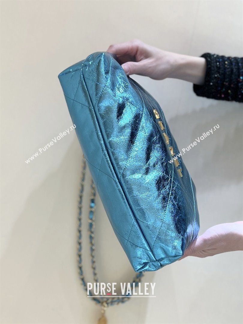 Chanel 22 Small Bag in Metallic Calfskin AS3260 Blue 2025 Top Quality (SHUNY-25091108)