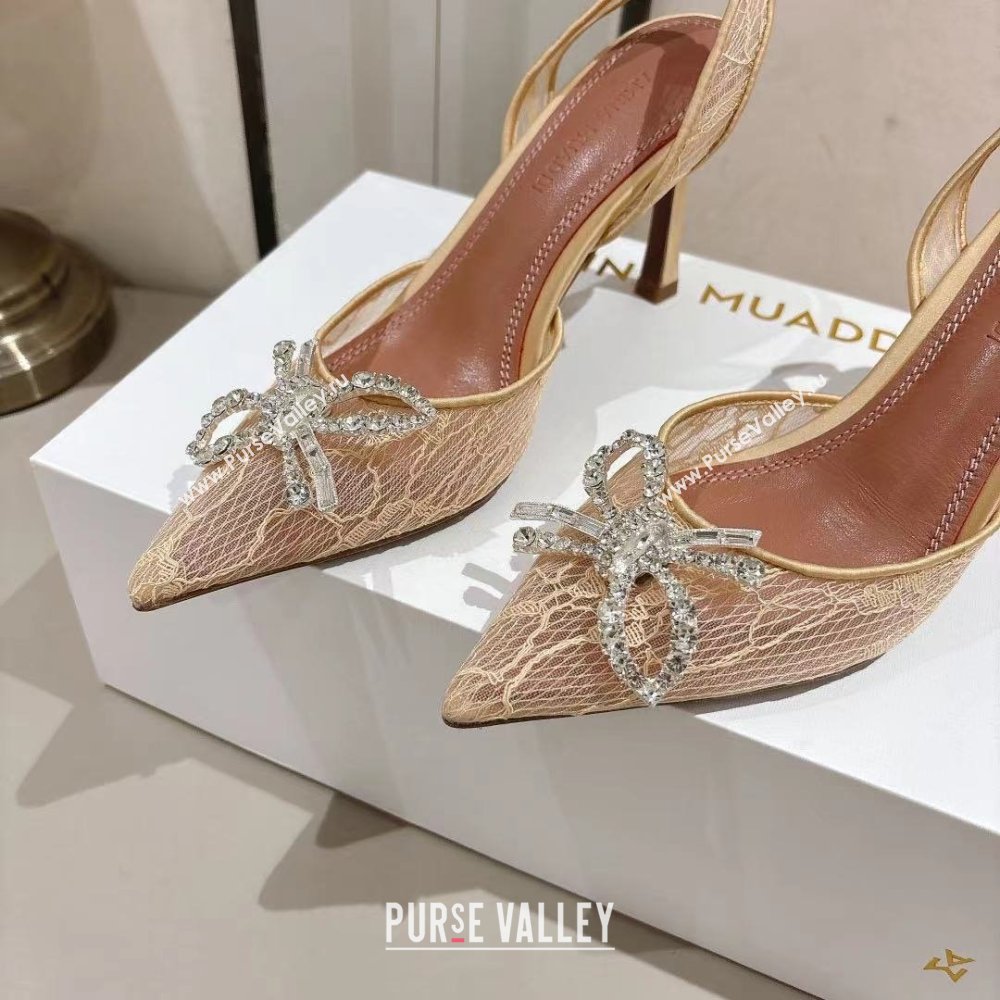 Amina Muaddi Rosie Lace Sling Back Pumps Beige 2025 (MD-25091118)