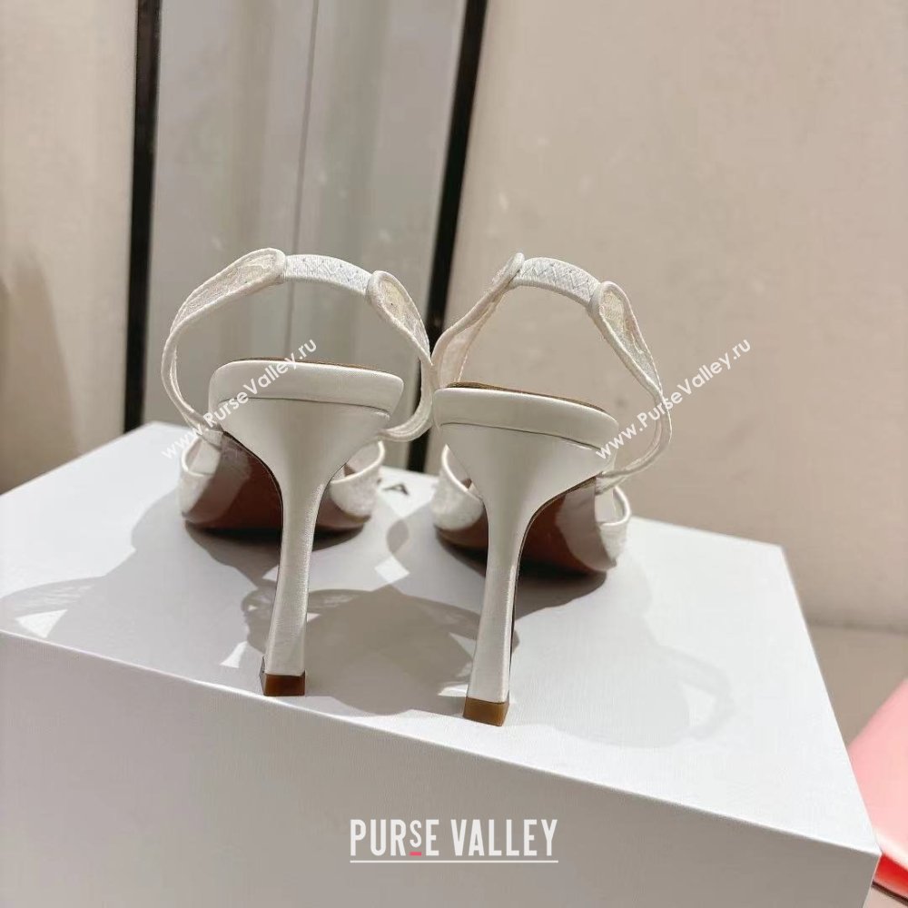 Amina Muaddi Begum Lace Sling Pumps White 2024 (MD-25091119)