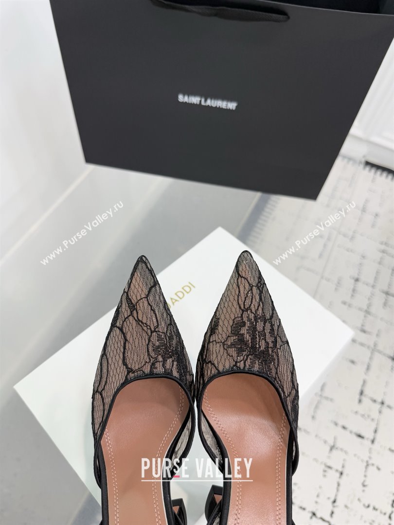 Amina Muaddi Holli Lace Sling Back Pumps 9.5cm Heel Black 2025 (MD-25091111)