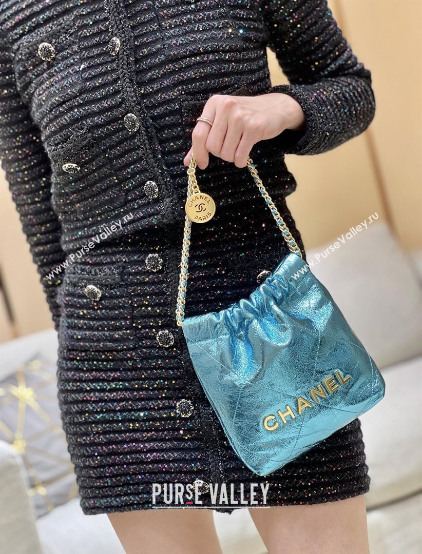 Chanel 22 Mini Bag in Metallic Calfskin AS3980 Blue 2025 Top Quality (SHUNY-25091109)