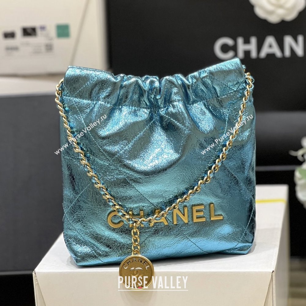 Chanel 22 Mini Bag in Metallic Calfskin AS3980 Blue 2025 Top Quality (SHUNY-25091109)