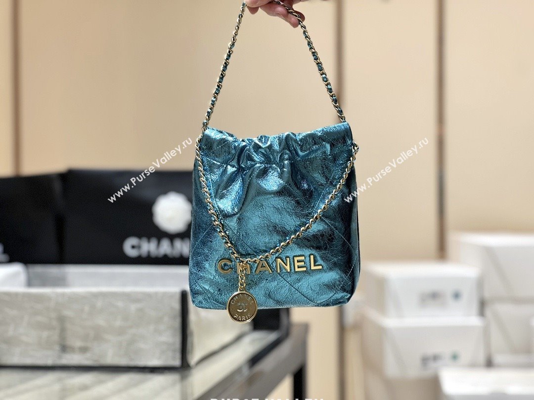 Chanel 22 Mini Bag in Metallic Calfskin AS3980 Blue 2025 Top Quality (SHUNY-25091109)