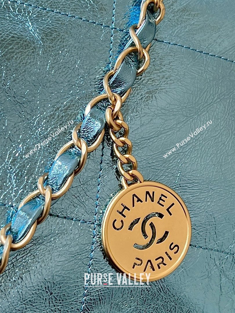 Chanel 22 Mini Bag in Metallic Calfskin AS3980 Blue 2025 Top Quality (SHUNY-25091109)