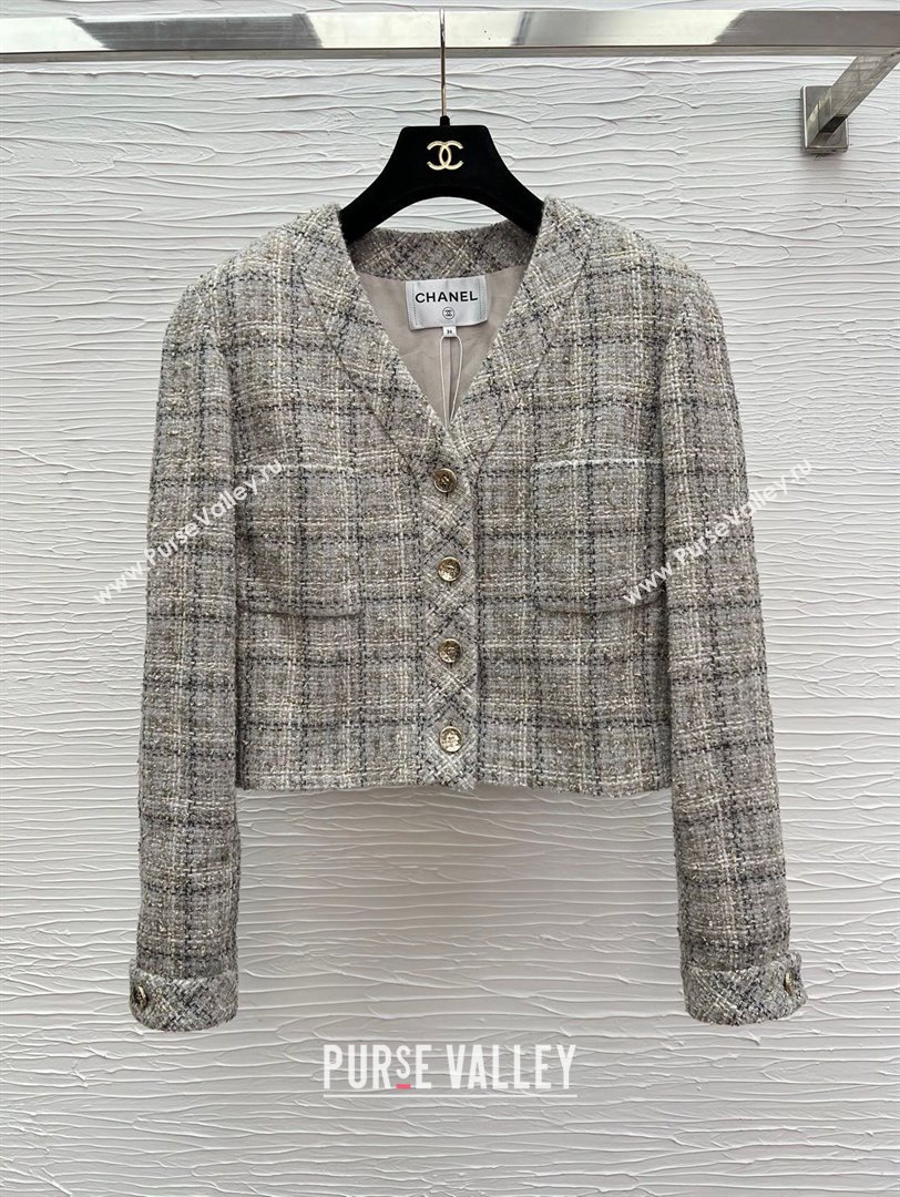 Chanel Tweed Short Jacket CH91318 Grey 2025 (Q-25091318)