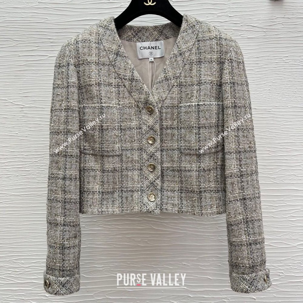 Chanel Tweed Short Jacket CH91318 Grey 2025 (Q-25091318)