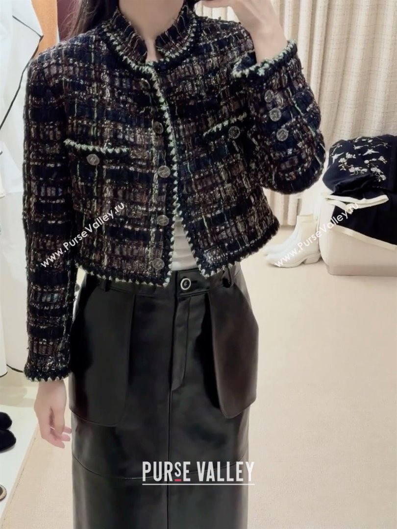 Chanel Tweed Short Jacket CH91319 Black 2025 (Q-25091319)