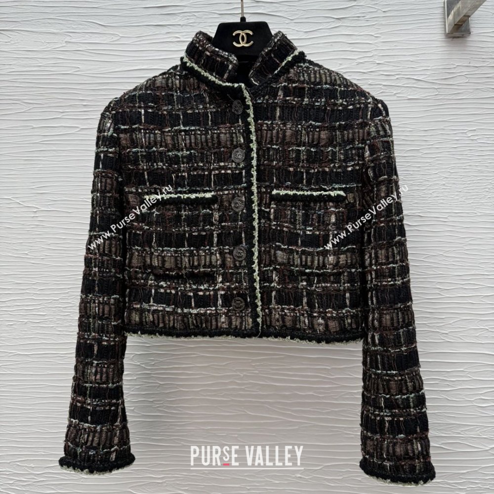 Chanel Tweed Short Jacket CH91319 Black 2025 (Q-25091319)