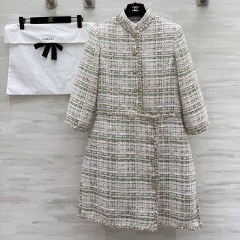 Chanel Tweed Dress CH91305 Beige 2025 (Q-25091305)