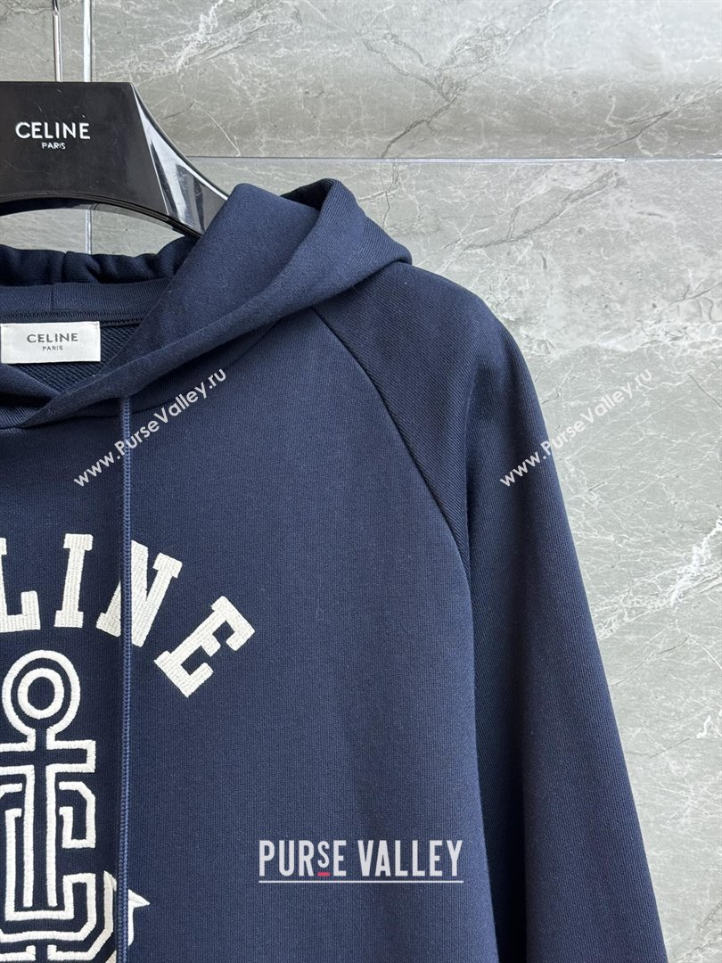Celine Anchor 70s Hoodie in cotton Fleece Blue 2025 (Q-25091622)