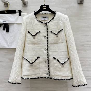 Chanel Tweed Jacket CH91308 White 2025 (Q-25091308)