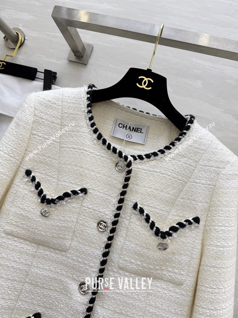 Chanel Tweed Jacket CH91308 White 2025 (Q-25091308)