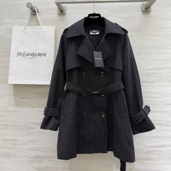 Saint Laurent Stripe Jacket S91701 Black 2025 (Q-25091701)