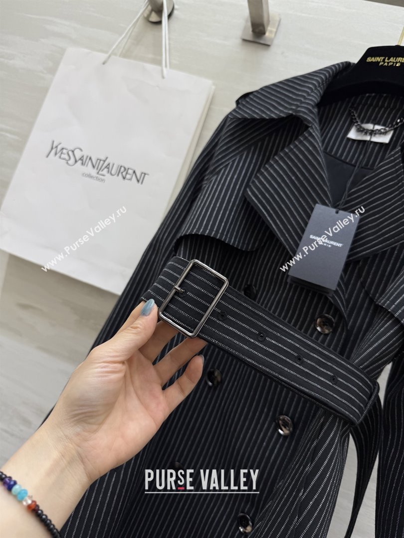 Saint Laurent Stripe Jacket S91701 Black 2025 (Q-25091701)