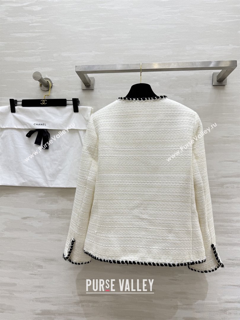 Chanel Tweed Jacket CH91308 White 2025 (Q-25091308)