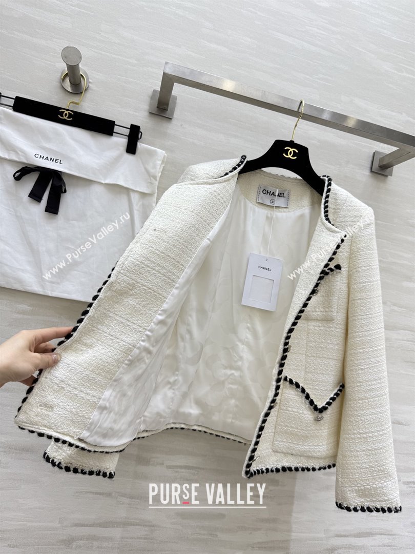 Chanel Tweed Jacket CH91308 White 2025 (Q-25091308)