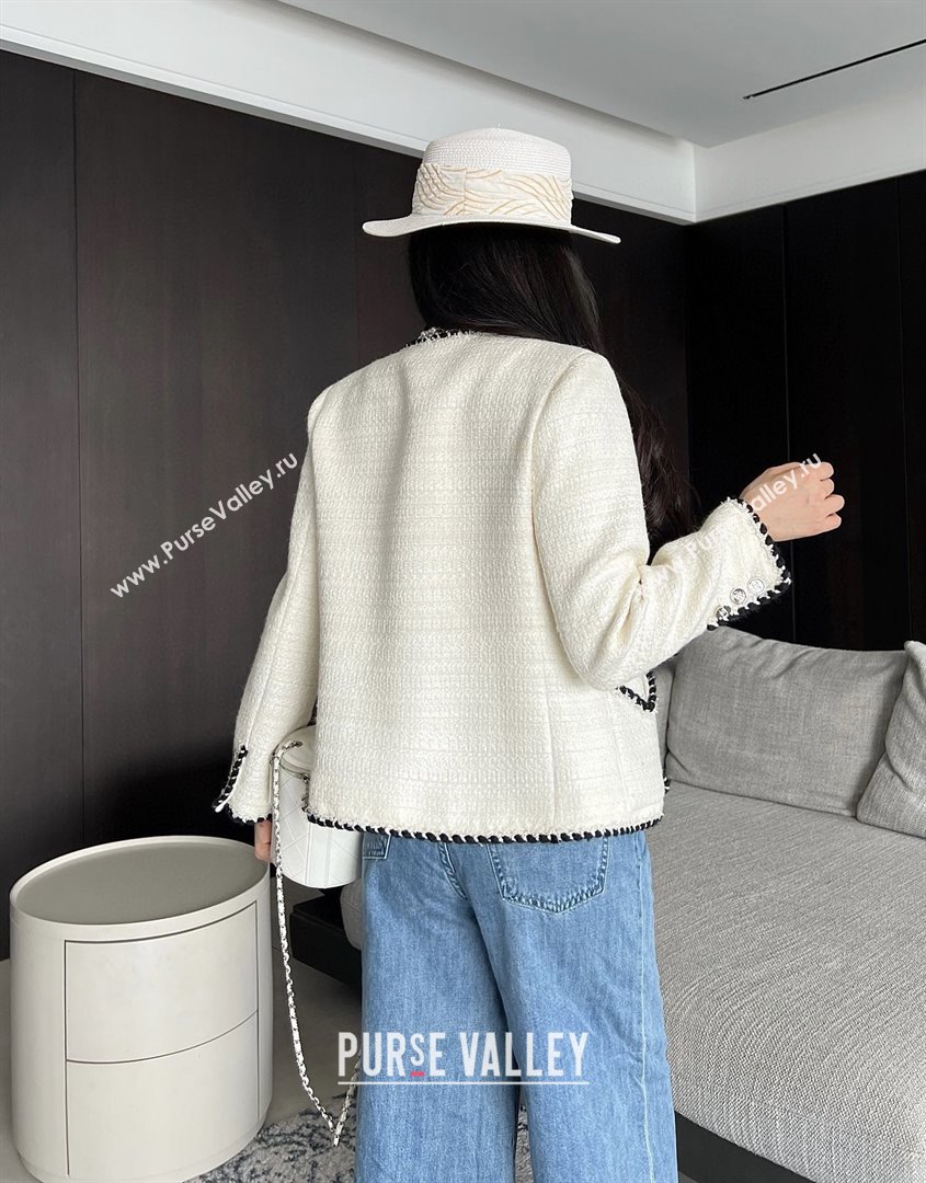 Chanel Tweed Jacket CH91308 White 2025 (Q-25091308)