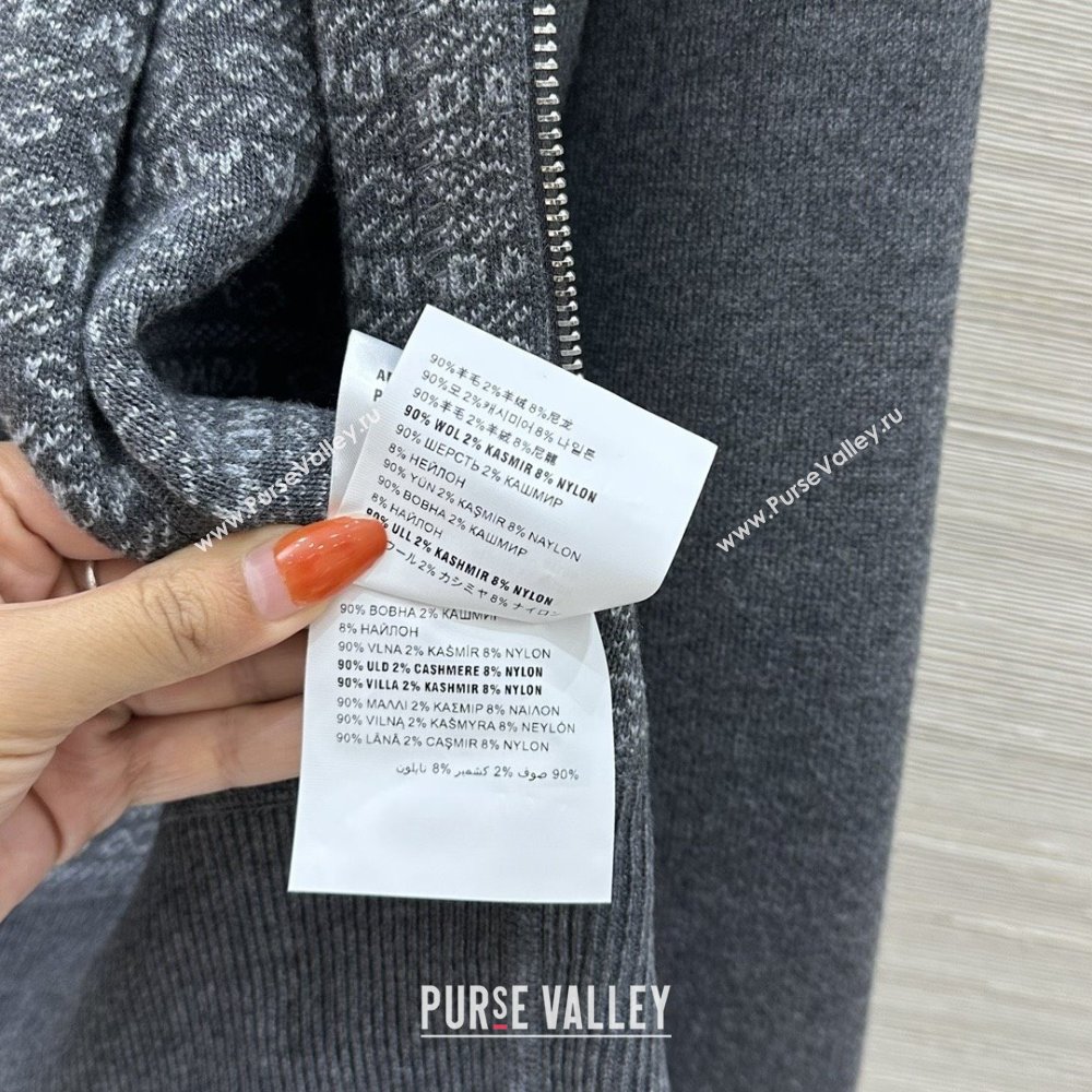 Prada Wool Zipped Cardigan P91702 Grey 2025 (Q-25091702)