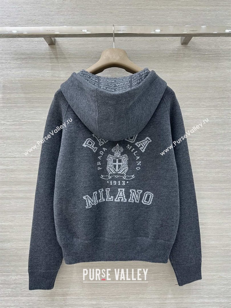 Prada Wool Zipped Cardigan P91702 Grey 2025 (Q-25091702)