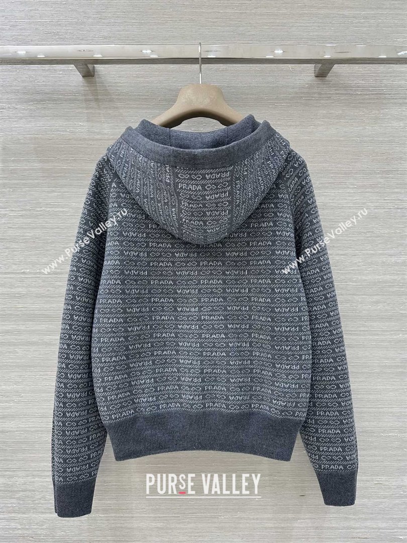 Prada Wool Zipped Cardigan P91702 Grey 2025 (Q-25091702)