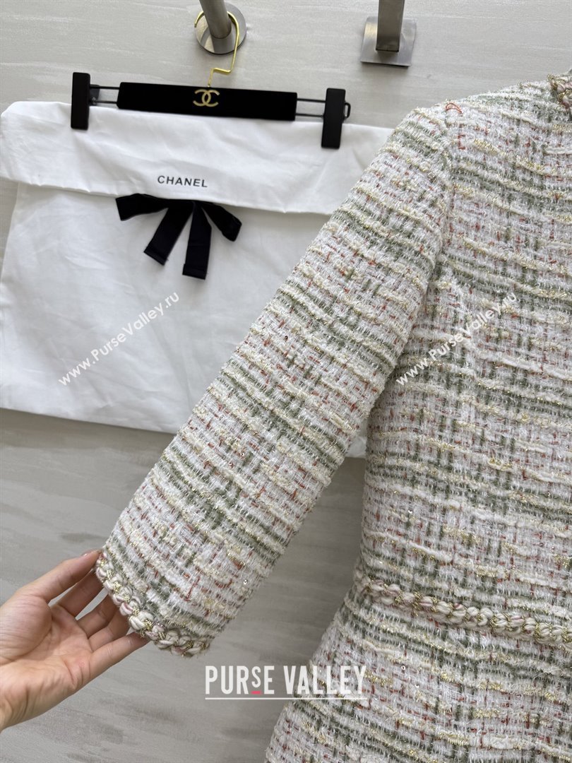 Chanel Tweed Dress CH91305 Beige 2025 (Q-25091305)