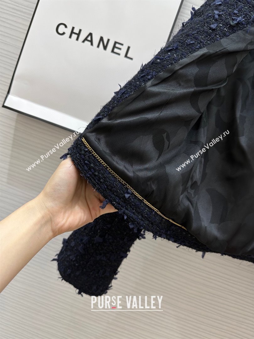Chanel Fringe Tweed Jacket CH91309 Blue 2025 (Q-25091309)
