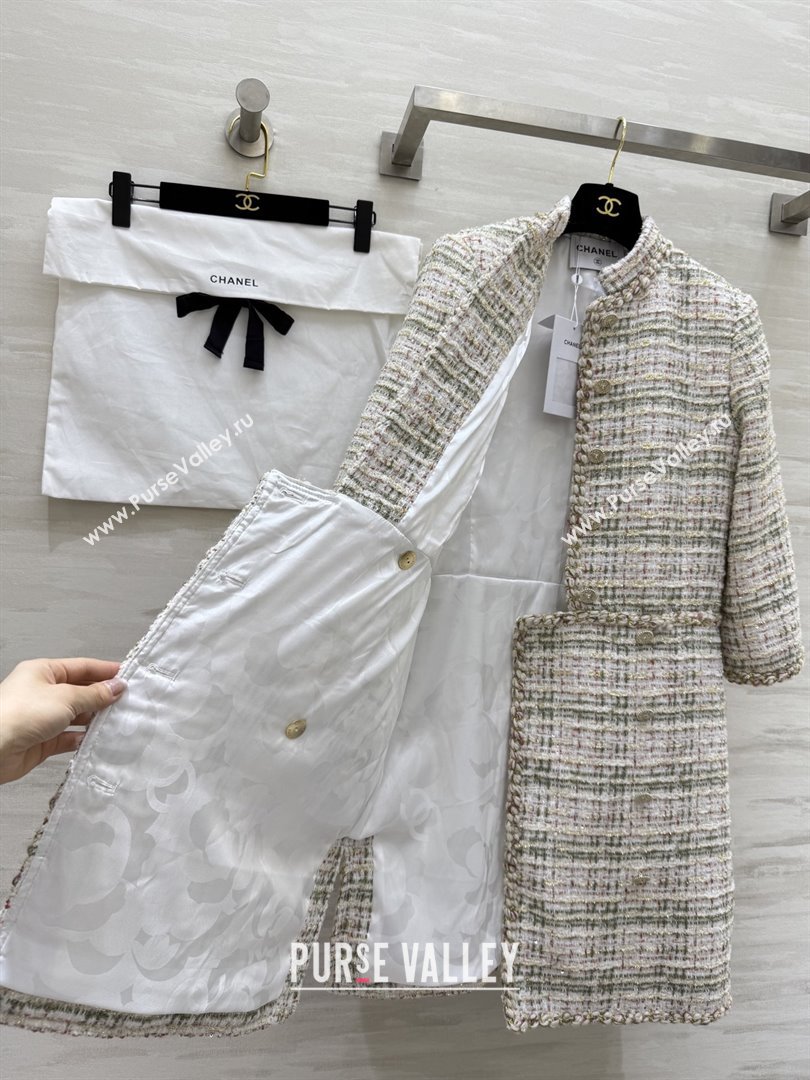 Chanel Tweed Dress CH91305 Beige 2025 (Q-25091305)