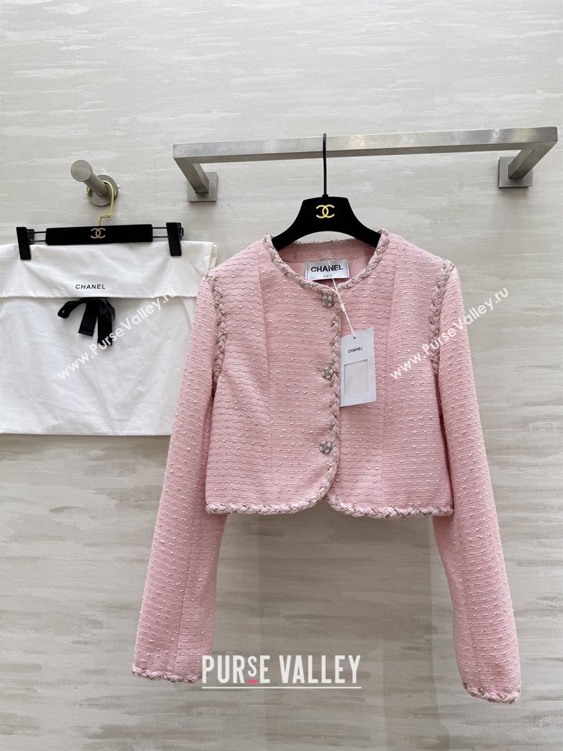 Chanel Tweed Jacket CH91303 Pink 2025 (Q-25091303)