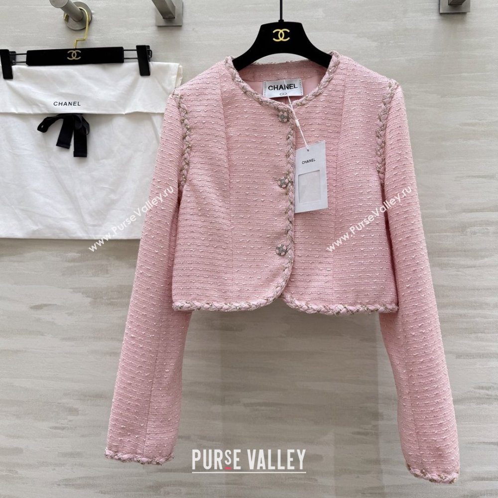 Chanel Tweed Jacket CH91303 Pink 2025 (Q-25091303)