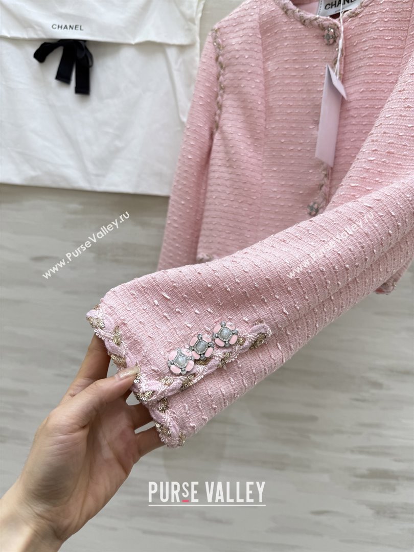 Chanel Tweed Jacket CH91303 Pink 2025 (Q-25091303)