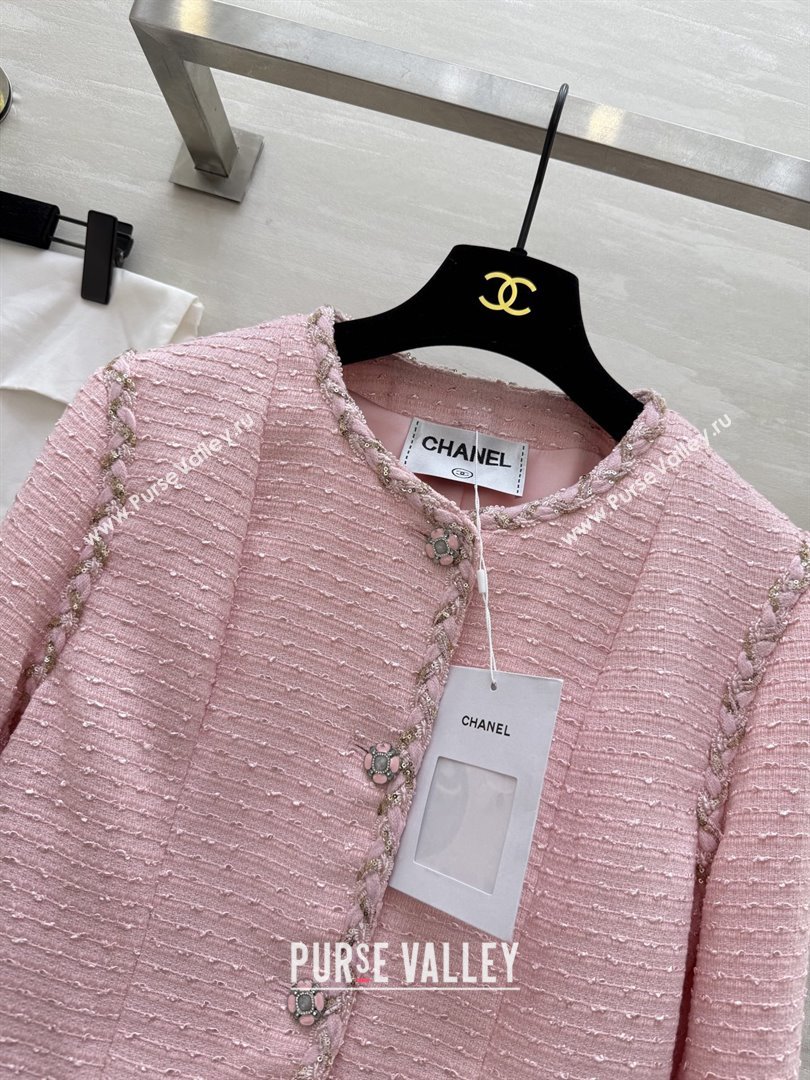 Chanel Tweed Jacket CH91303 Pink 2025 (Q-25091303)
