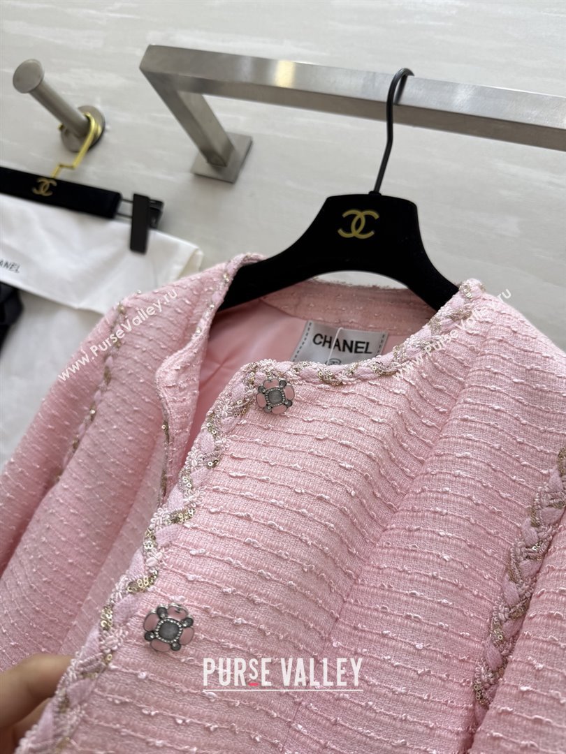 Chanel Tweed Jacket CH91303 Pink 2025 (Q-25091303)