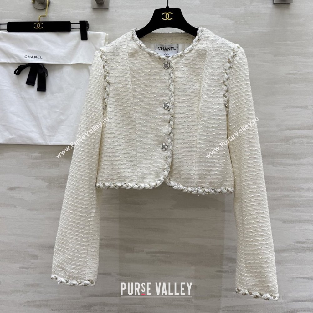 Chanel Tweed Jacket CH91304 Beige 2025 (Q-25091304)