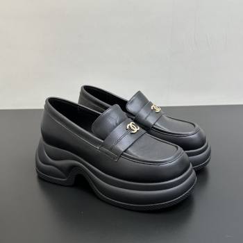 Chanel Lambskin Platform Loafers CH91302 Black 2025 (KL-25091302)