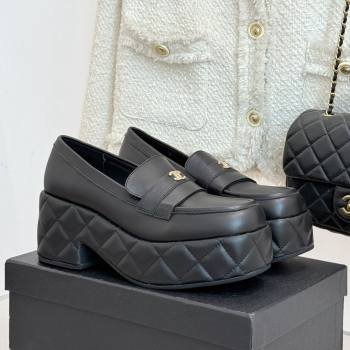Chanel Lambskin Platform Loafers CH91301 Black 2025 (MD-25091201)