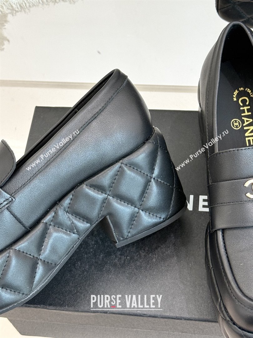 Chanel Lambskin Platform Loafers CH91301 Black 2025 (MD-25091201)