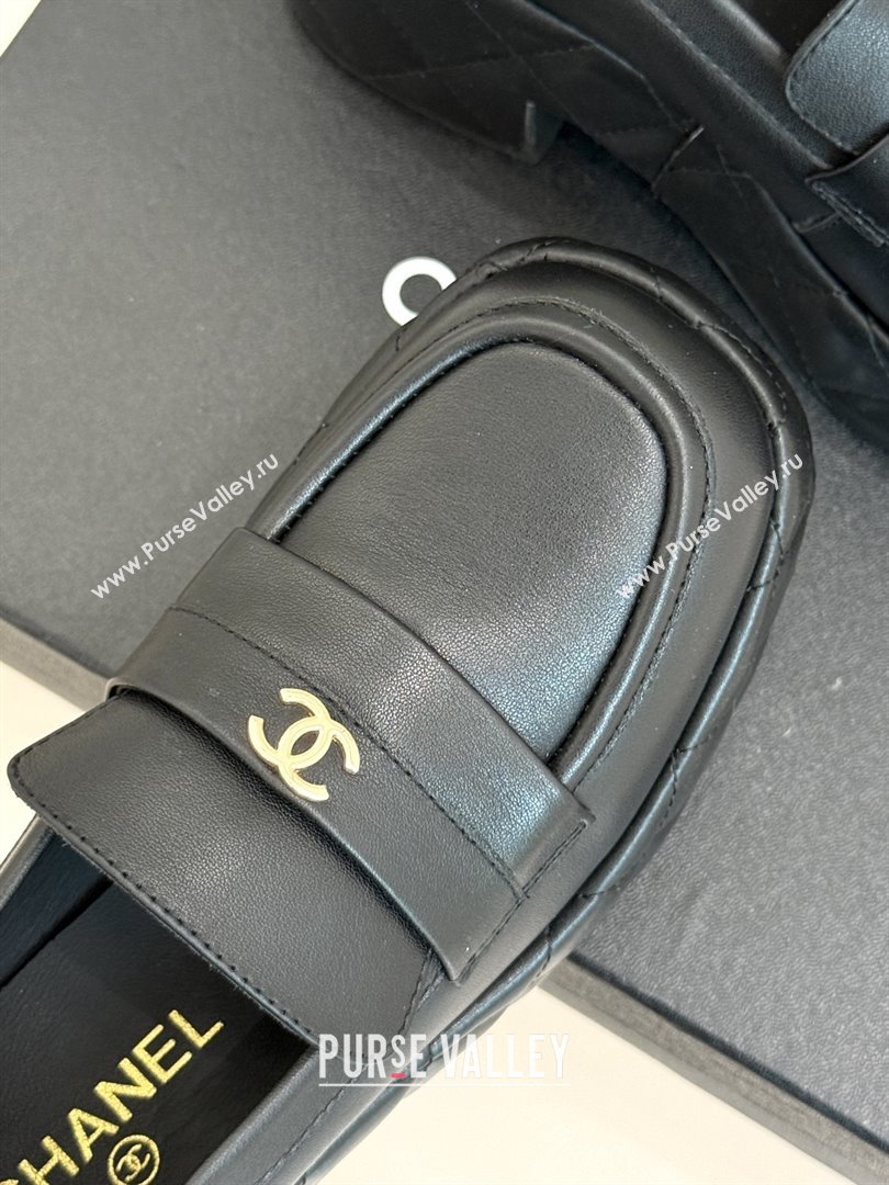 Chanel Lambskin Platform Loafers CH91301 Black 2025 (MD-25091201)