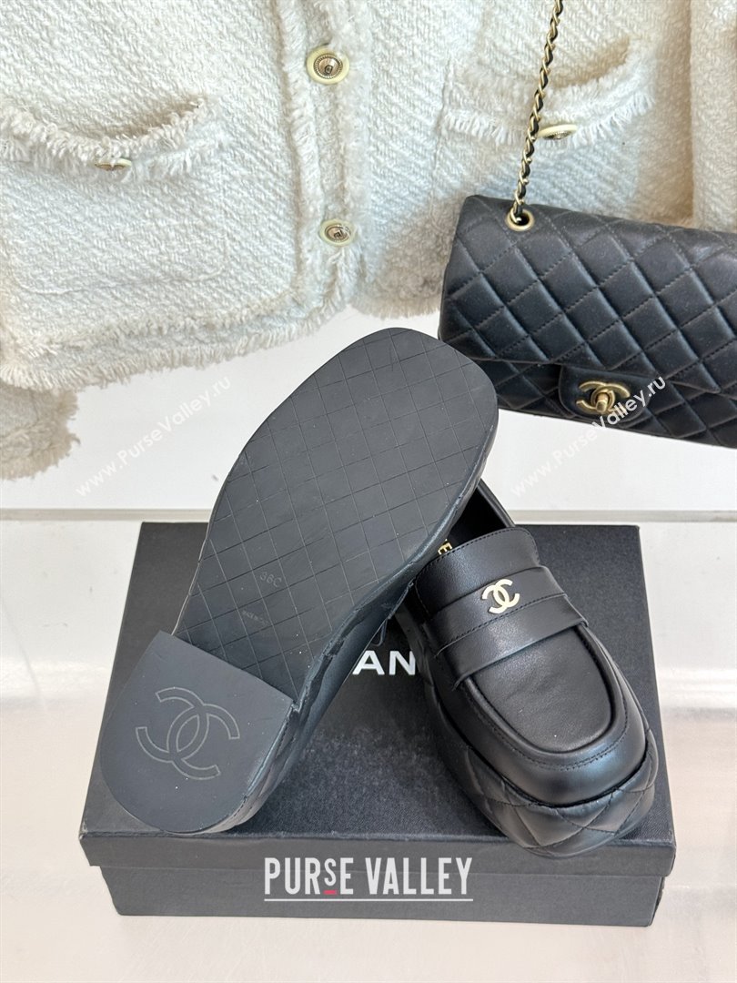 Chanel Lambskin Platform Loafers CH91301 Black 2025 (MD-25091201)