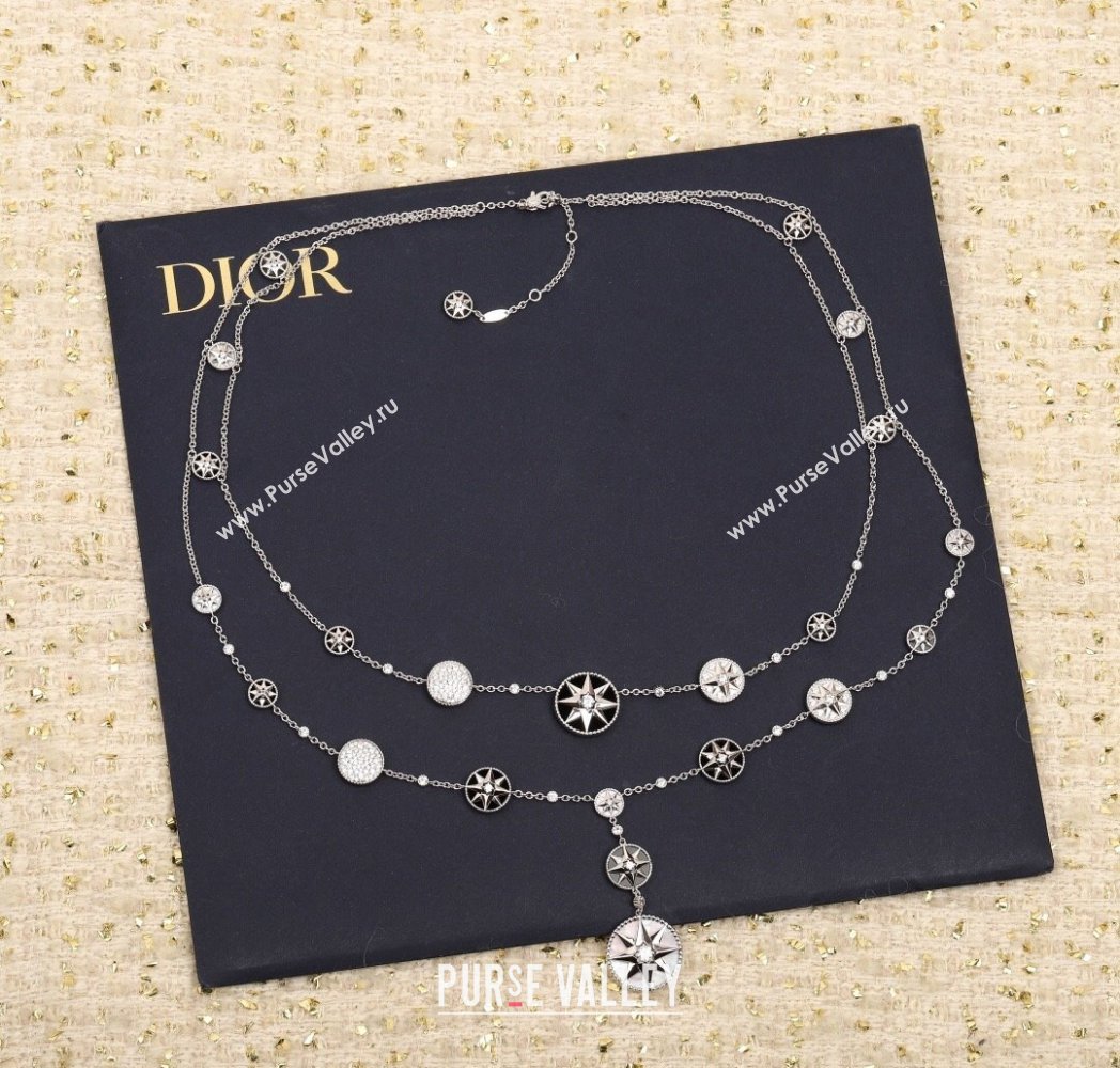 Dior Rose des Vents Long Necklace Black/Silver 2025 0913 (YF-250915105)