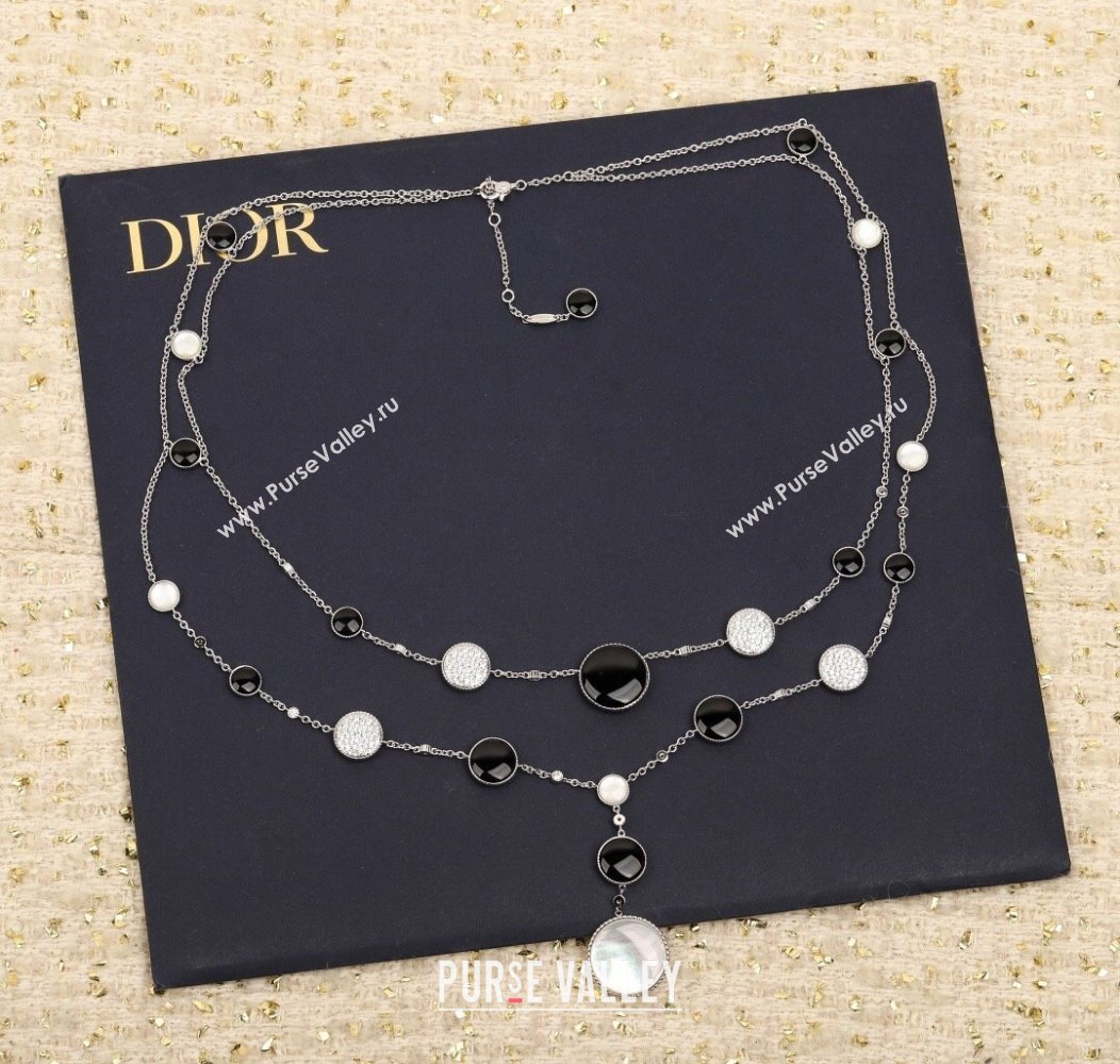 Dior Rose des Vents Long Necklace Black/Silver 2025 0913 (YF-250915105)