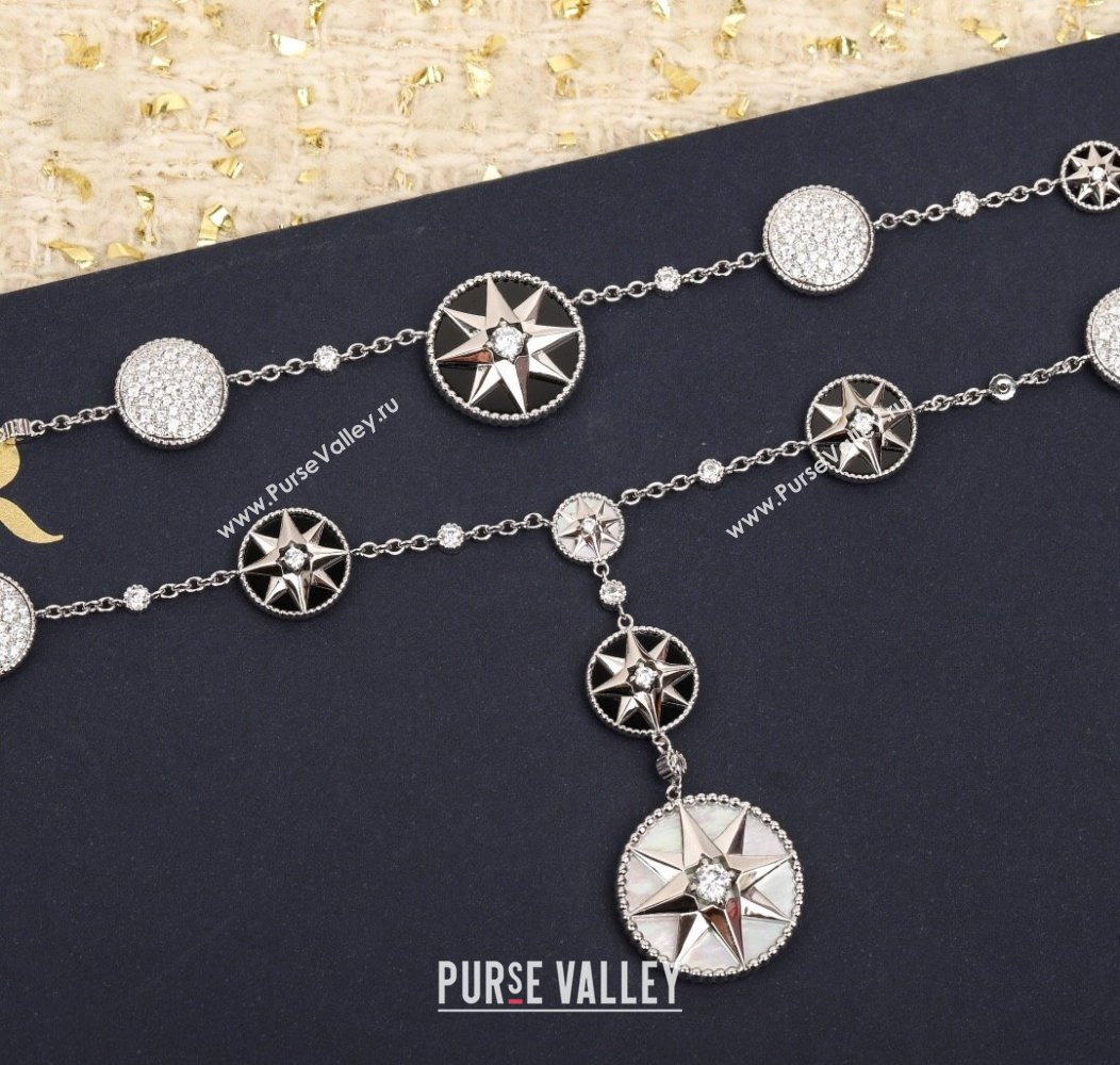 Dior Rose des Vents Long Necklace Black/Silver 2025 0913 (YF-250915105)