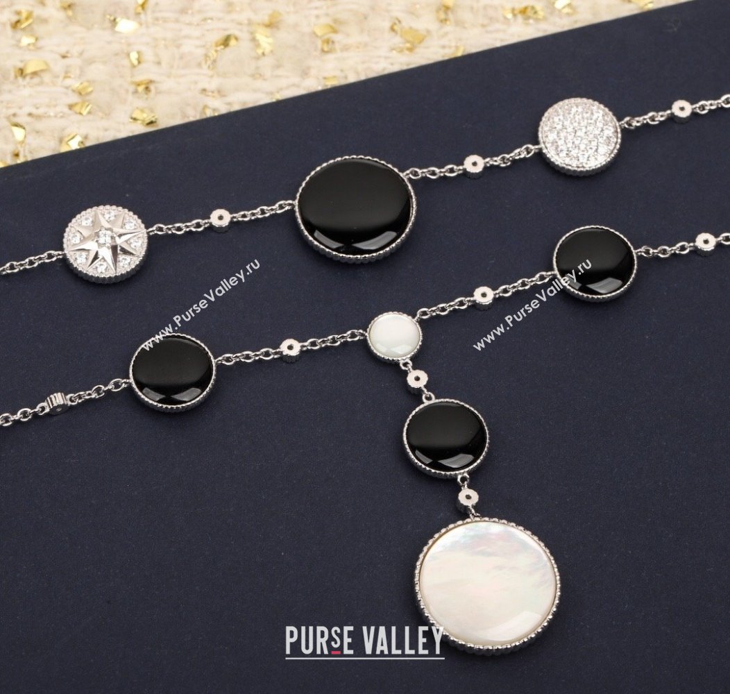 Dior Rose des Vents Long Necklace Black/Silver 2025 0913 (YF-250915105)