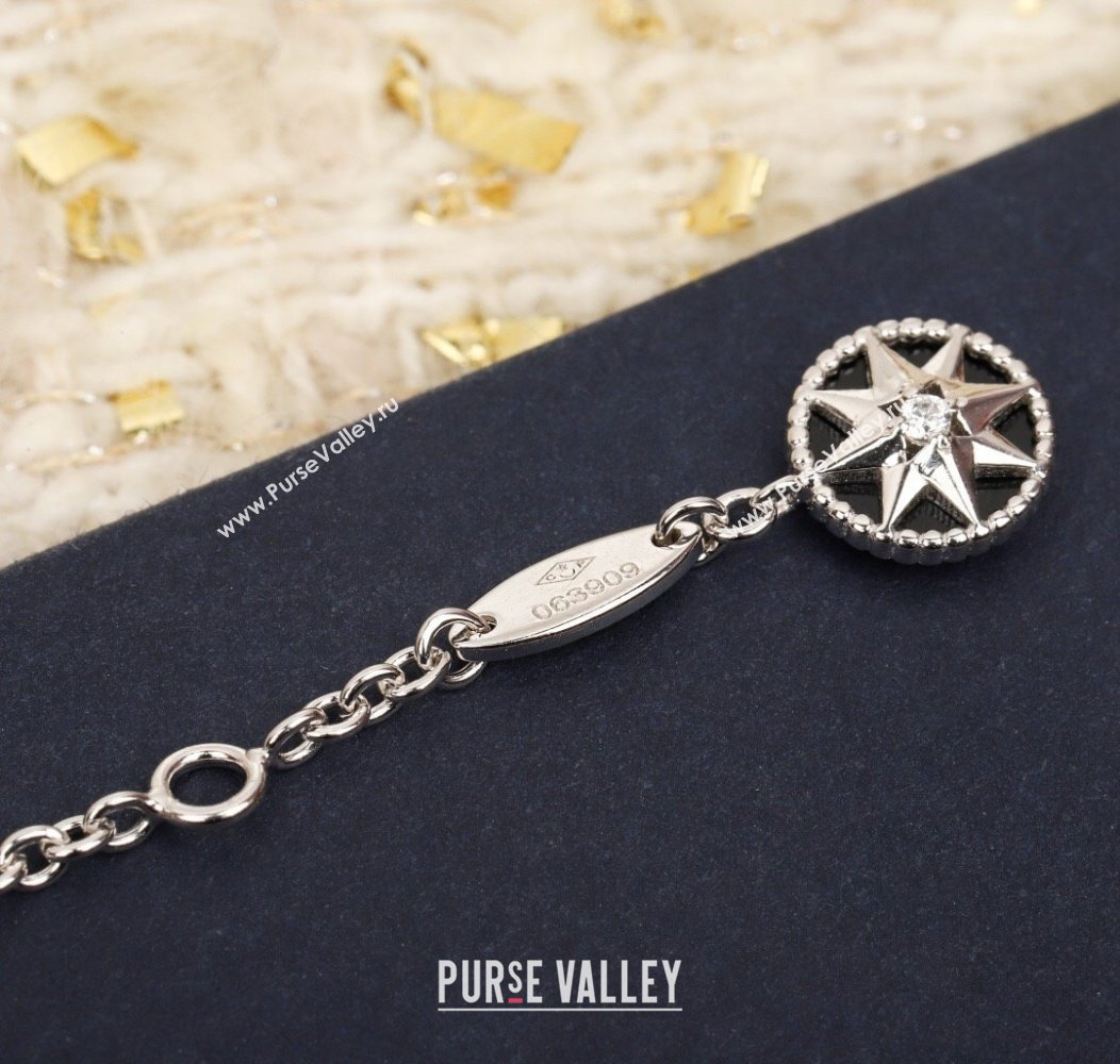 Dior Rose des Vents Long Necklace Black/Silver 2025 0913 (YF-250915105)