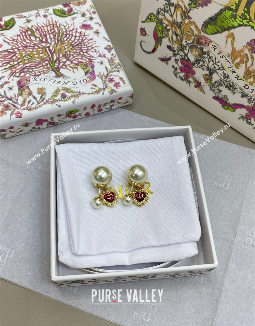 Dior Tribales Earrings with Heart Red 2025 0915 (YF-250915095)