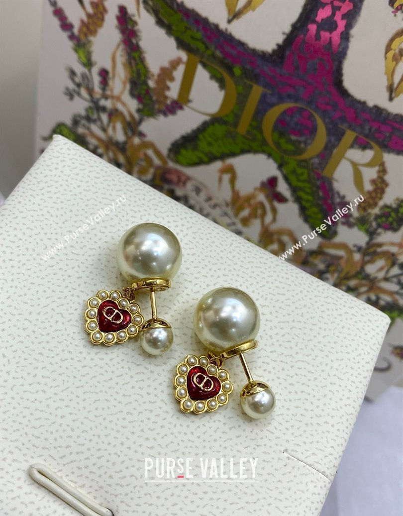 Dior Tribales Earrings with Heart Red 2025 0915 (YF-250915095)