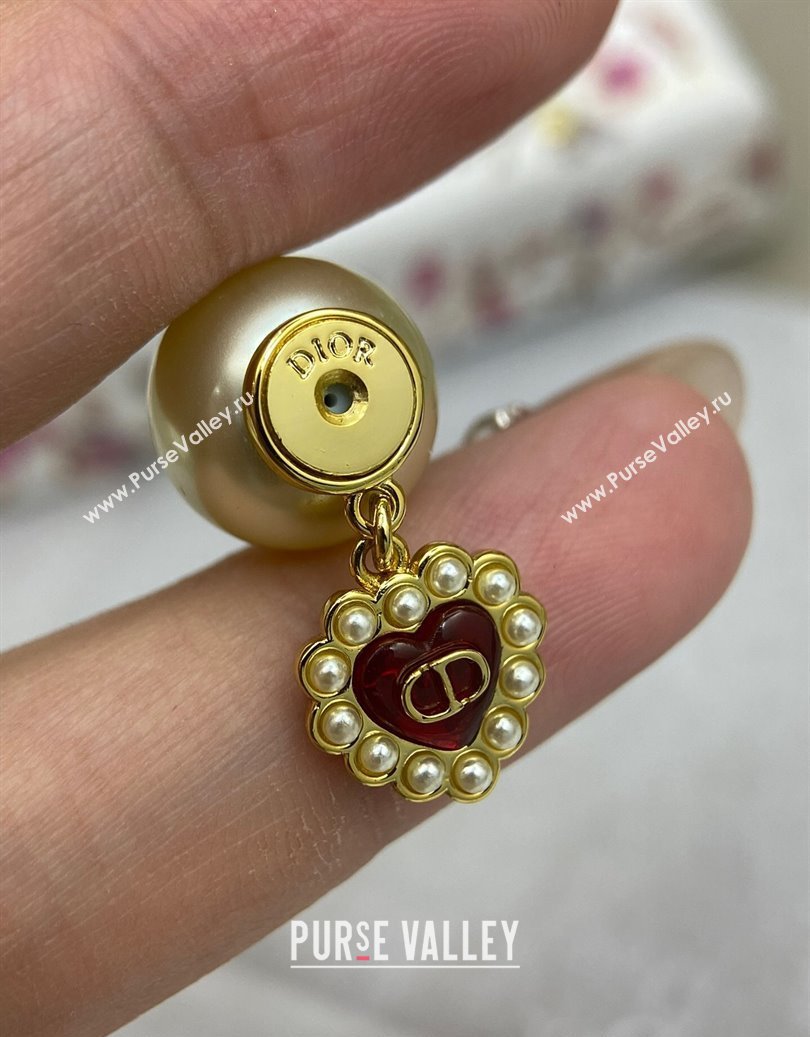 Dior Tribales Earrings with Heart Red 2025 0915 (YF-250915095)