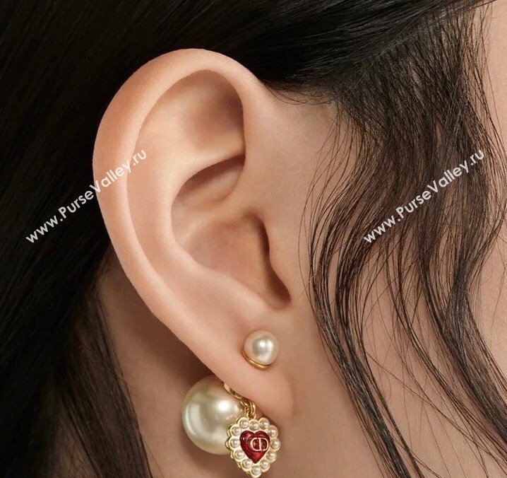 Dior Tribales Earrings with Heart Red 2025 0915 (YF-250915095)