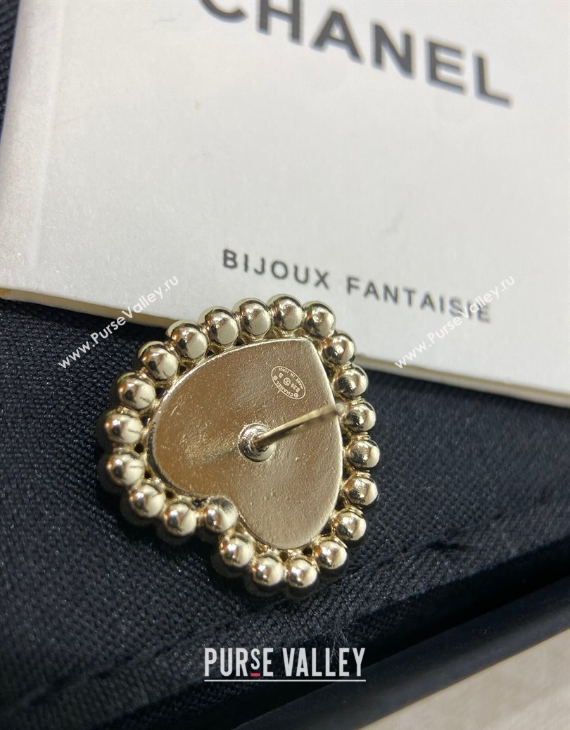 Chanel Heart Stud Earrings with Pearls Black 2025 0915 (YF-250915108)