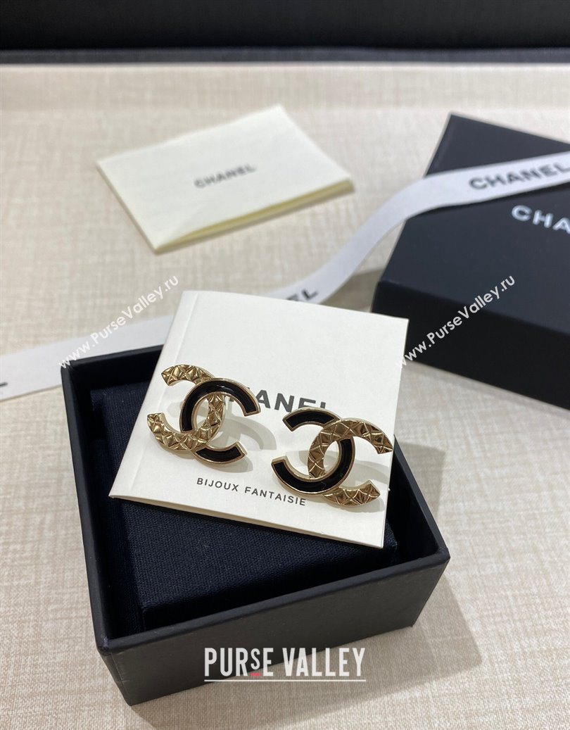 Chanel CC Stud Earrings Black 2025 CH0915110 (YF-250915110)